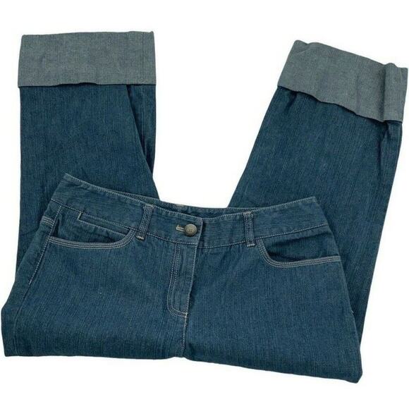 Ann Taylor Jeans Women's Size 8 Medium Wash Rolled Up Button Hem Pockets Denim - Picture 5 of 9